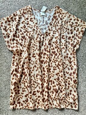 By Together Leopard V-Neck Dress in Tan and Brown